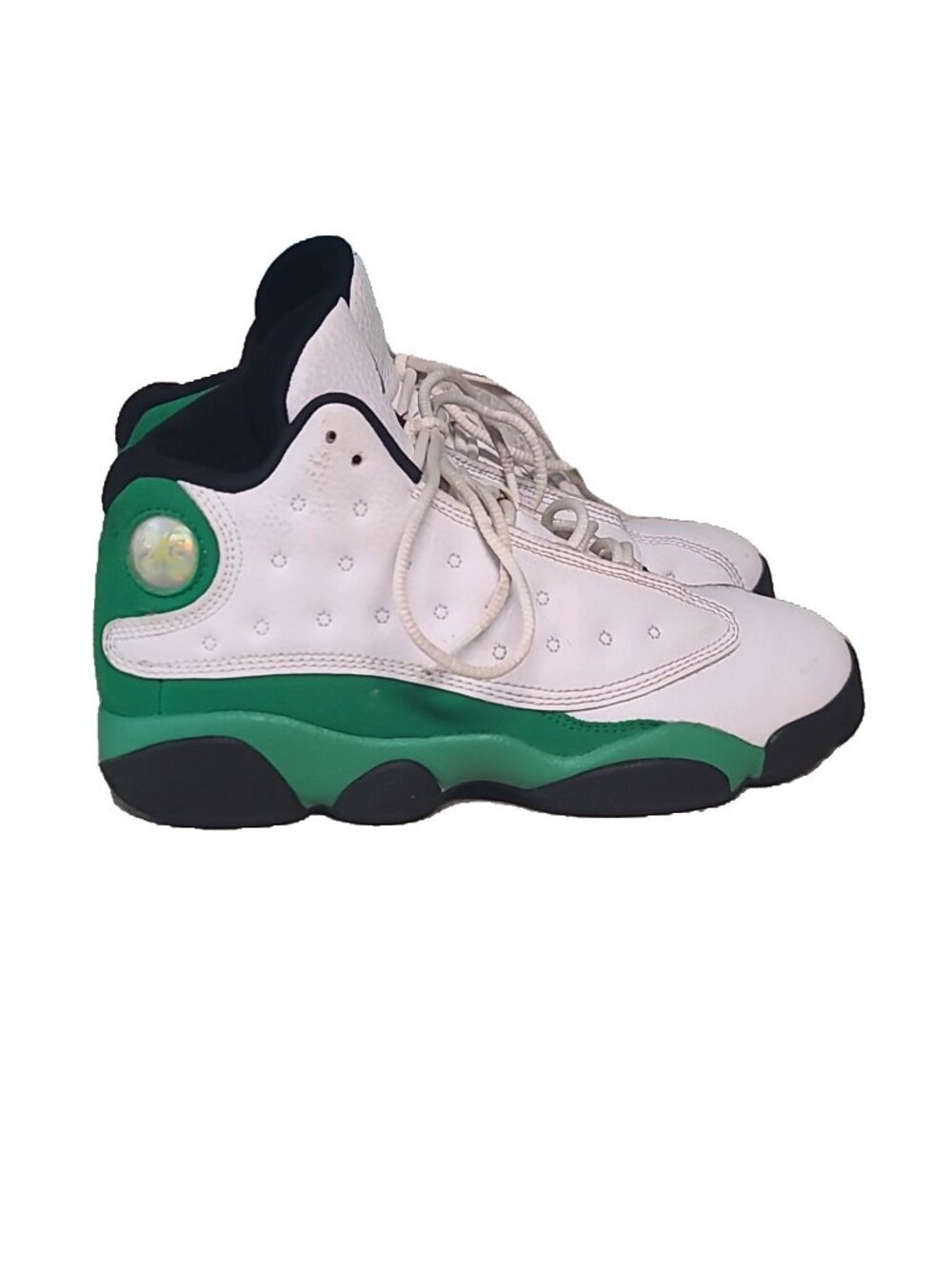 Jordan 13 Retro "Lucky Green" Sneakers Size 3 Youth White EUC - Picture 3 of 8